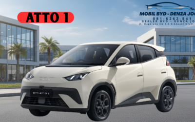 Mobil Listrik BYD Atto 1 Jogja - Jateng warna biru saat dikendarai di pusat kota Yogyakarta.